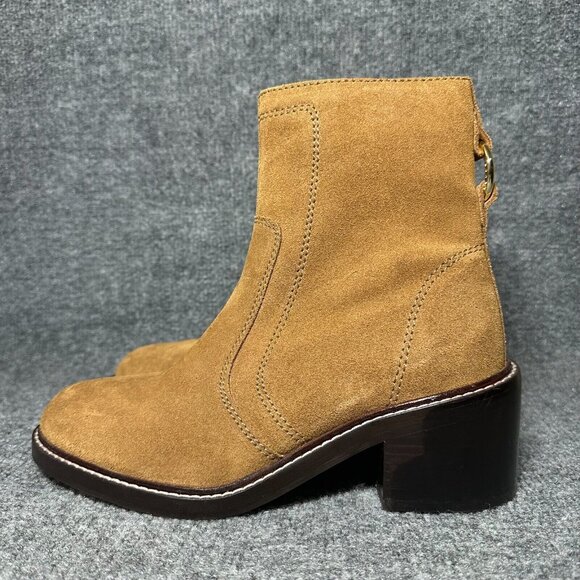 Radley London Ankle Boots Womens Size 8 Camel Brown Leather Side Zip Booties - Picture 3 of 10